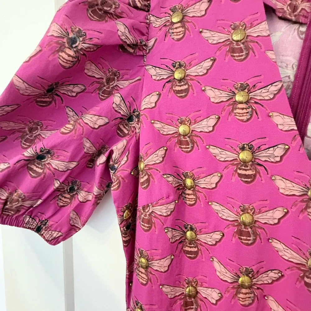 Pink Merlot Bee Print Sheridan French Dress - Picture 4 of 4